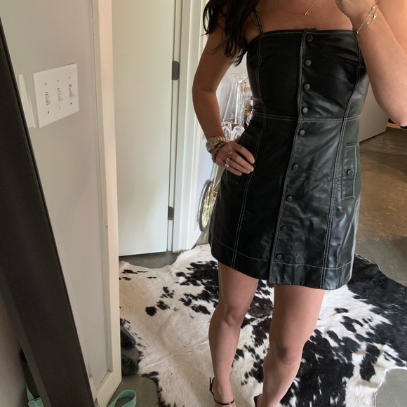 Ganni Leather Mini Dress NWT sz XS - Picture 8 of 8